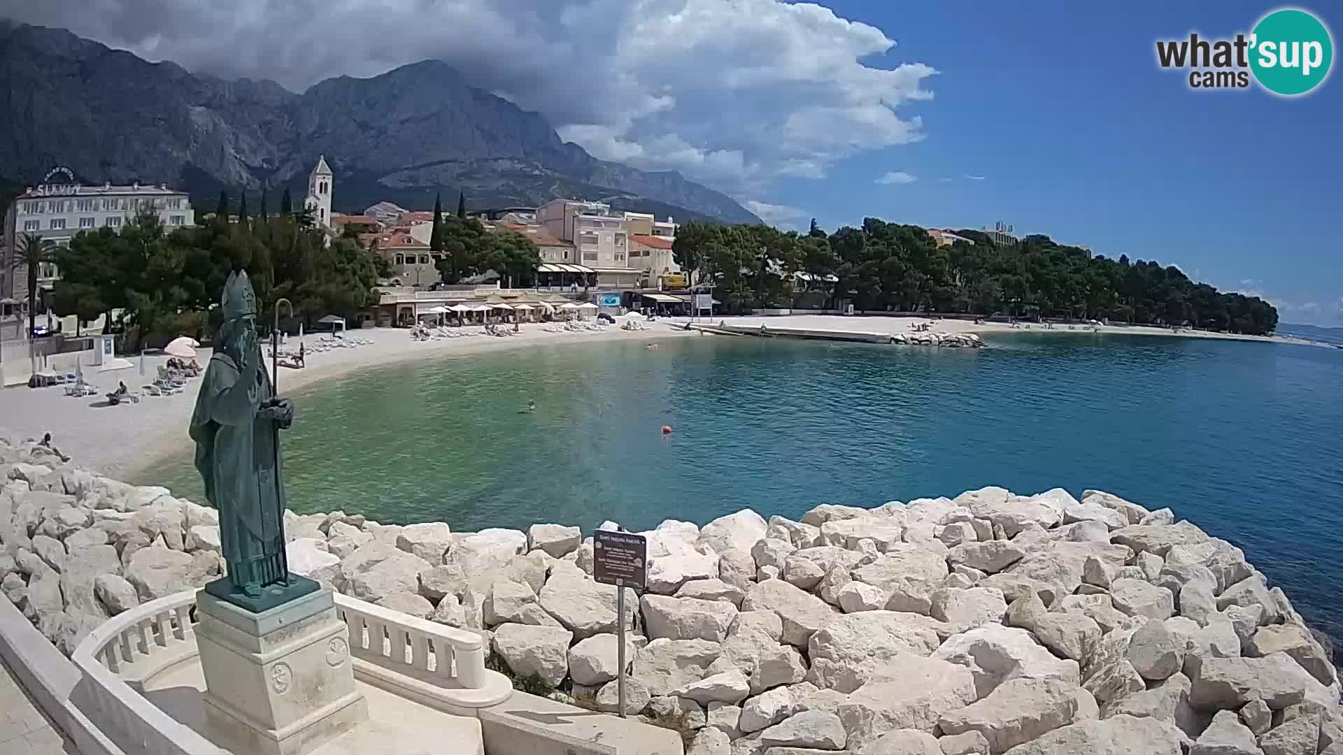 Webcam Baška Voda Croatia | Saint Nikola and beach