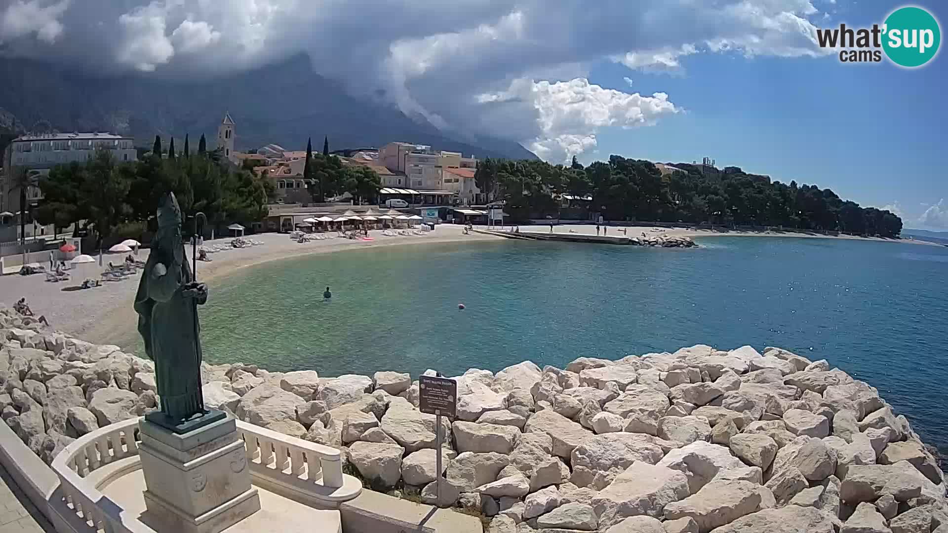 Webcam Baška Voda Croatia | Saint Nikola and beach
