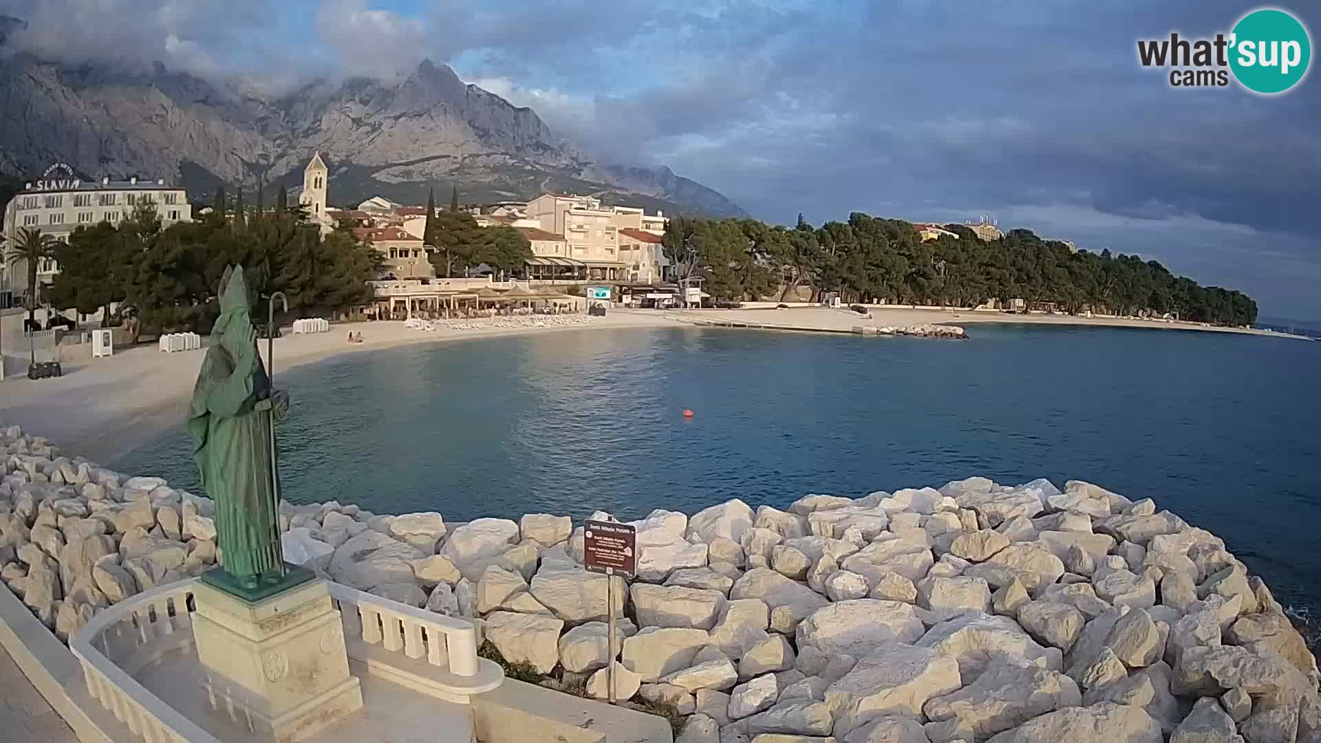 Webcam Baška Voda Croatia | Saint Nikola and beach