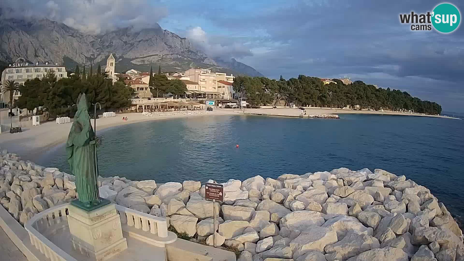 Webcam Baška Voda Croatia | Saint Nikola and beach