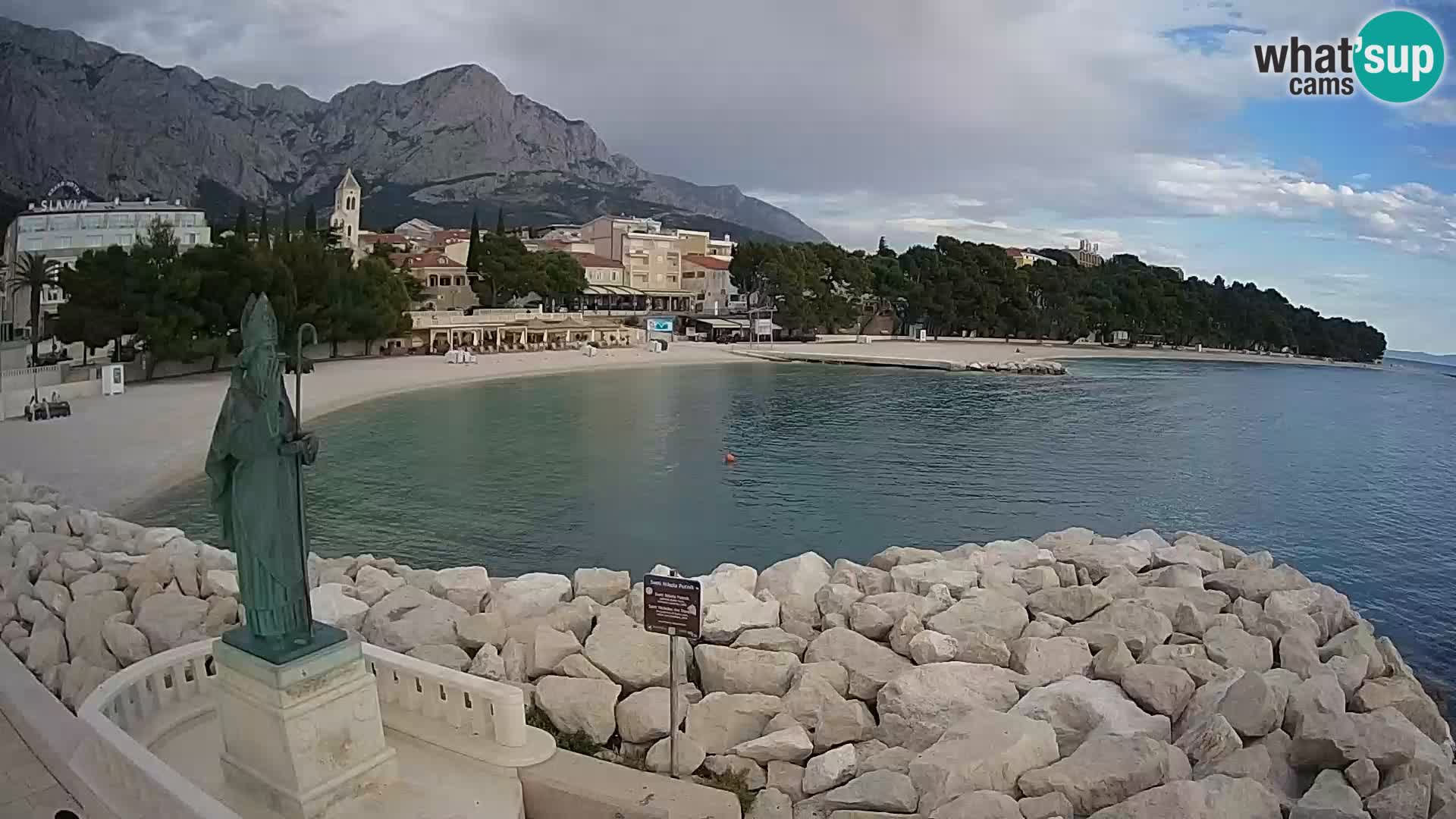 Spletna kamera Baška Voda – Sv. Nikola in plaža