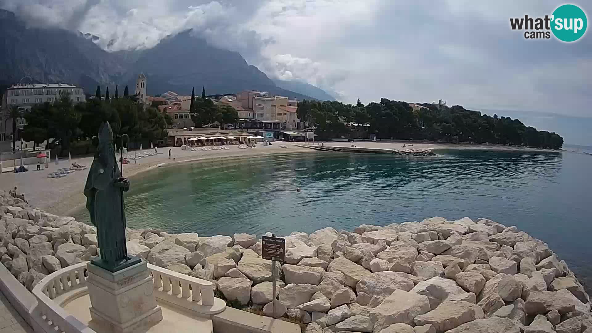 Webcam Baška Voda – Saint Nikola and beach