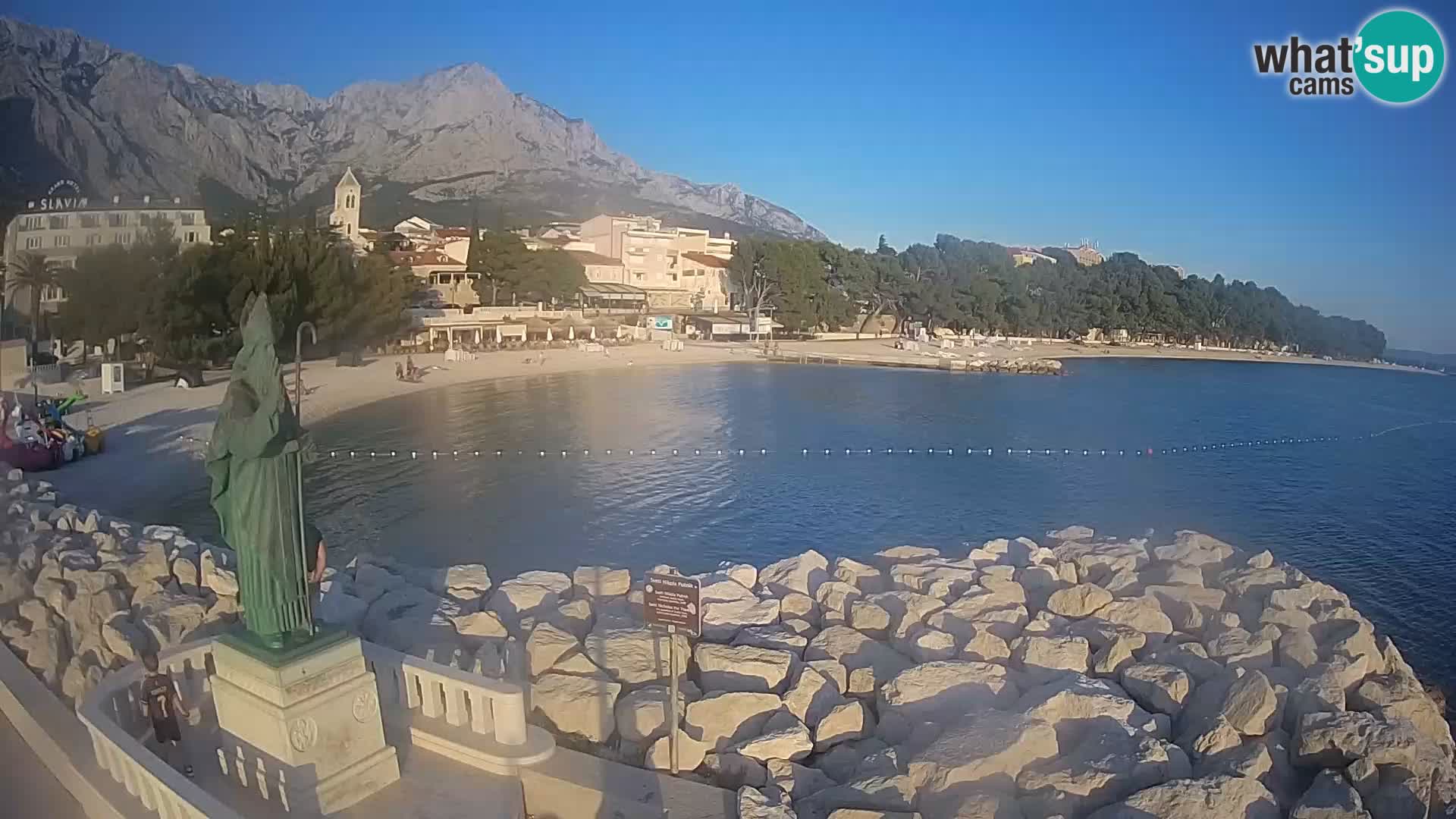 Webcam Baška Voda Croatia | Saint Nikola and beach