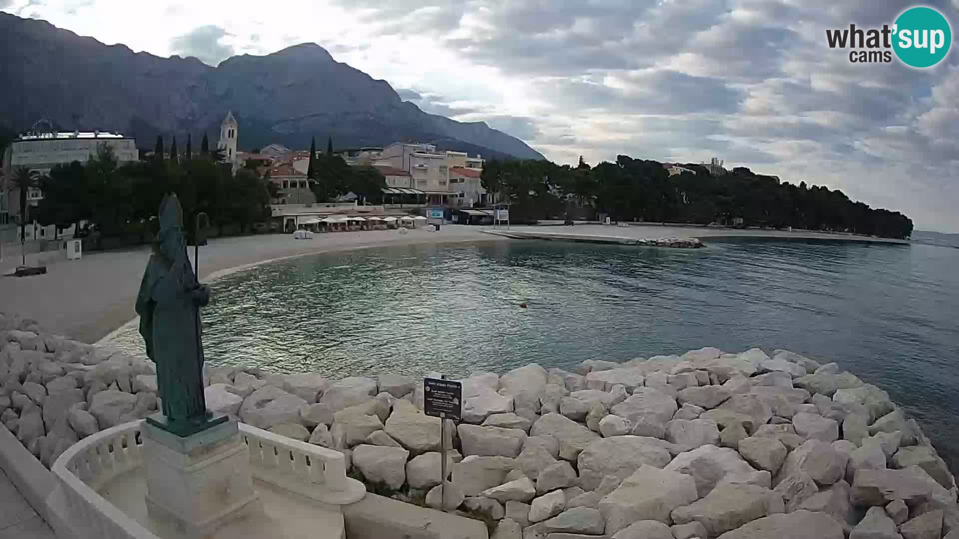 Webcam Baška Voda Croatia | Saint Nikola and beach