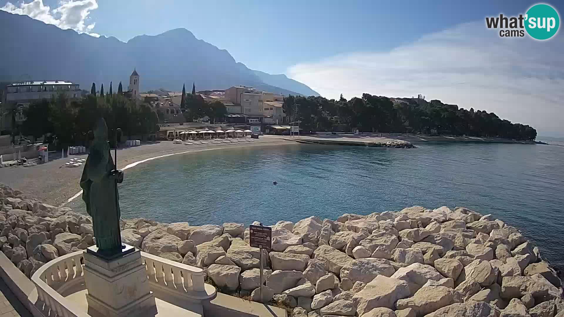 Webcam Baška Voda – Saint Nikola and beach