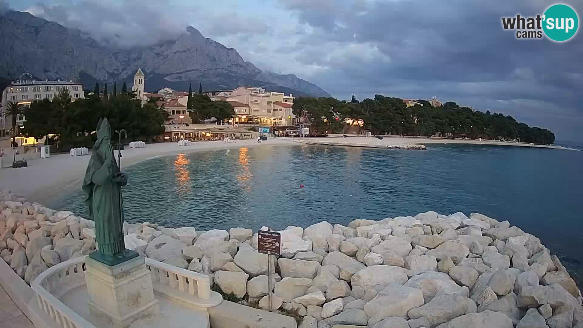 Webcam Baška Voda – Saint Nikola and beach