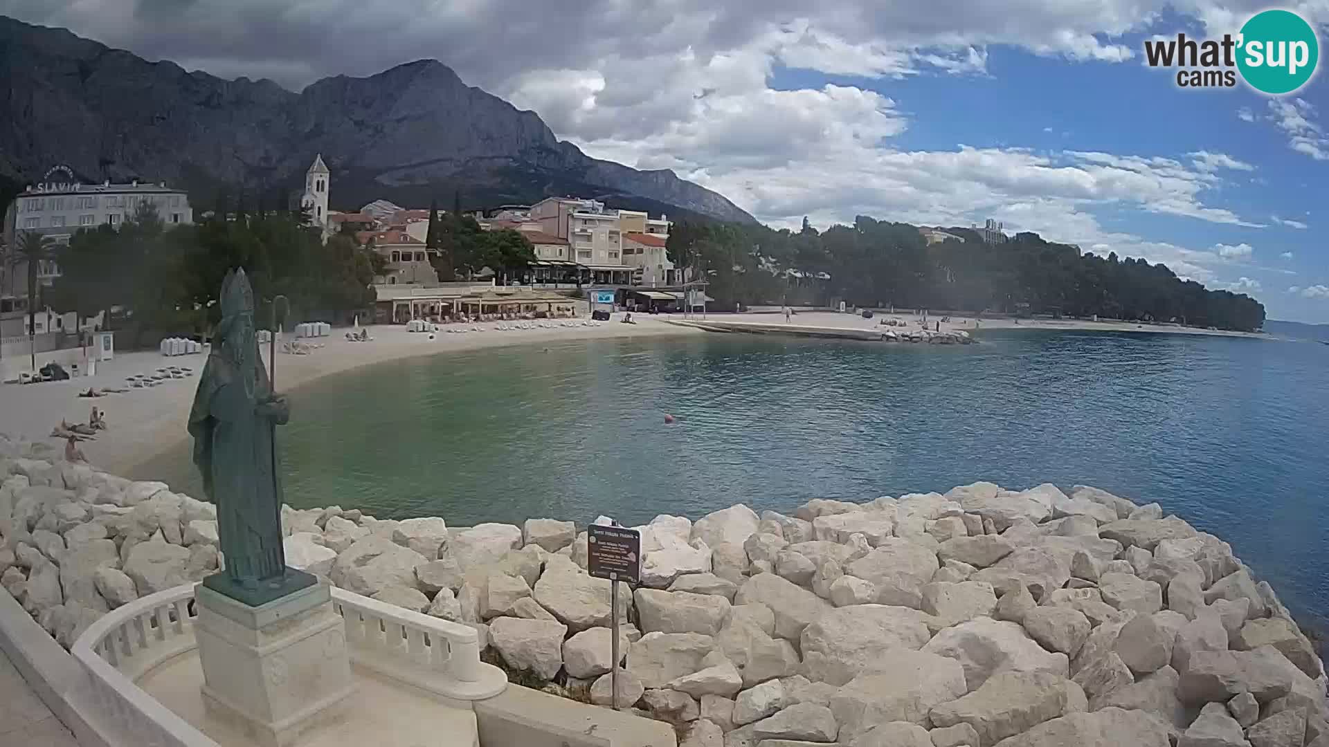 Webcam Baška Voda – Saint Nikola and beach