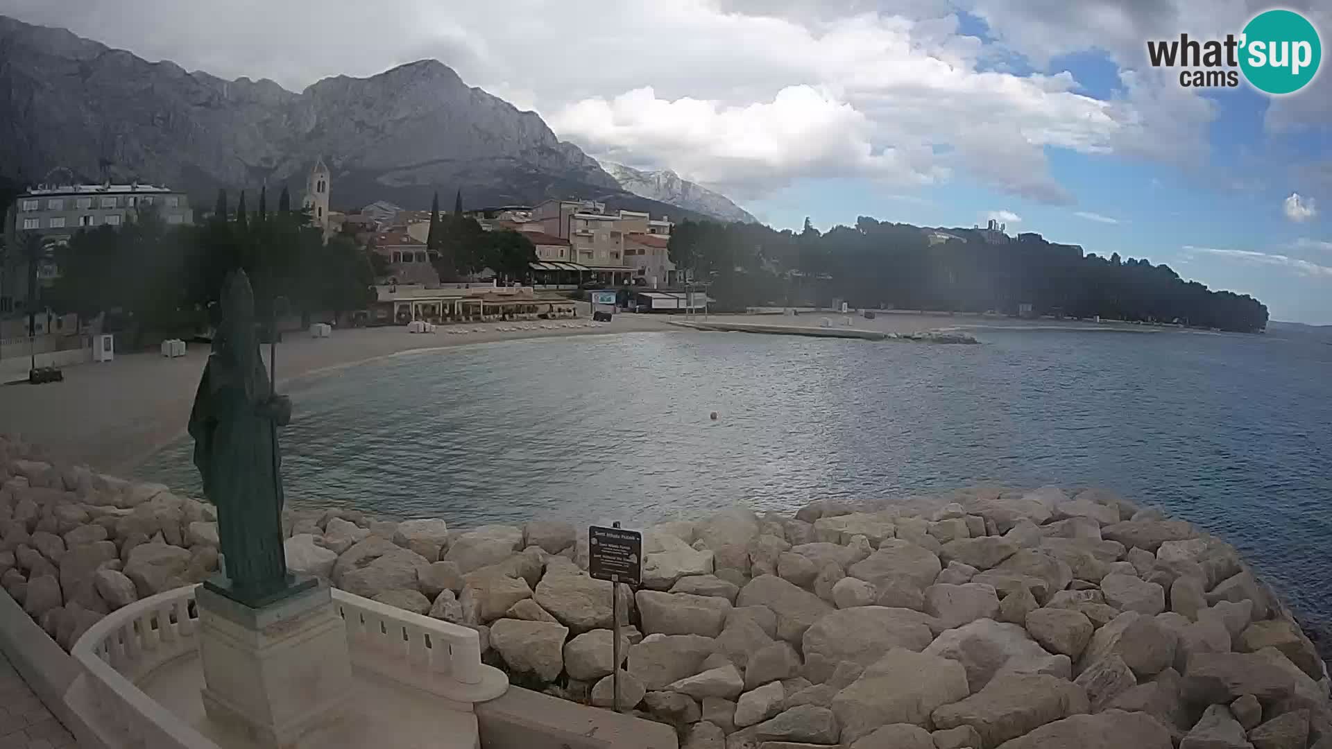 Webcam Baška Voda – Saint Nikola and beach