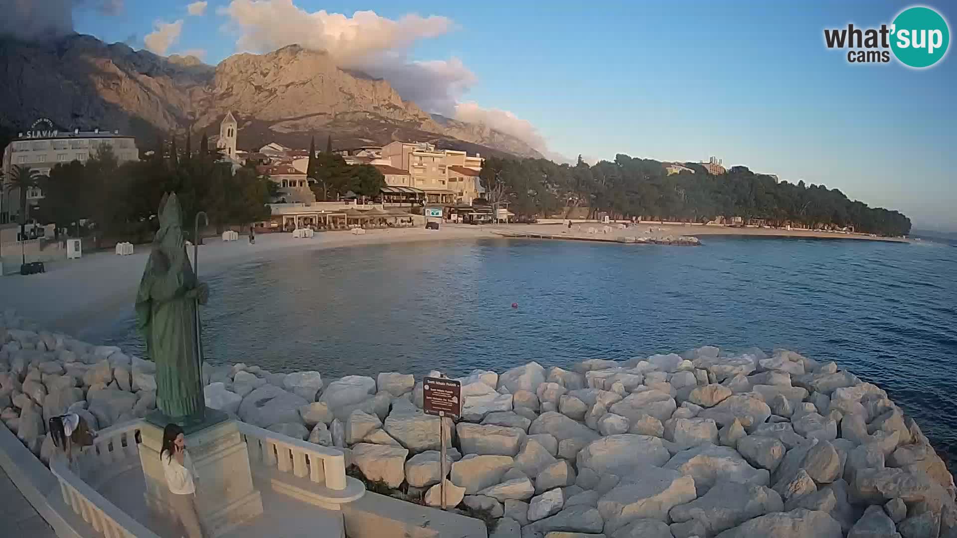 Webcam Baška Voda – Saint Nikola and beach