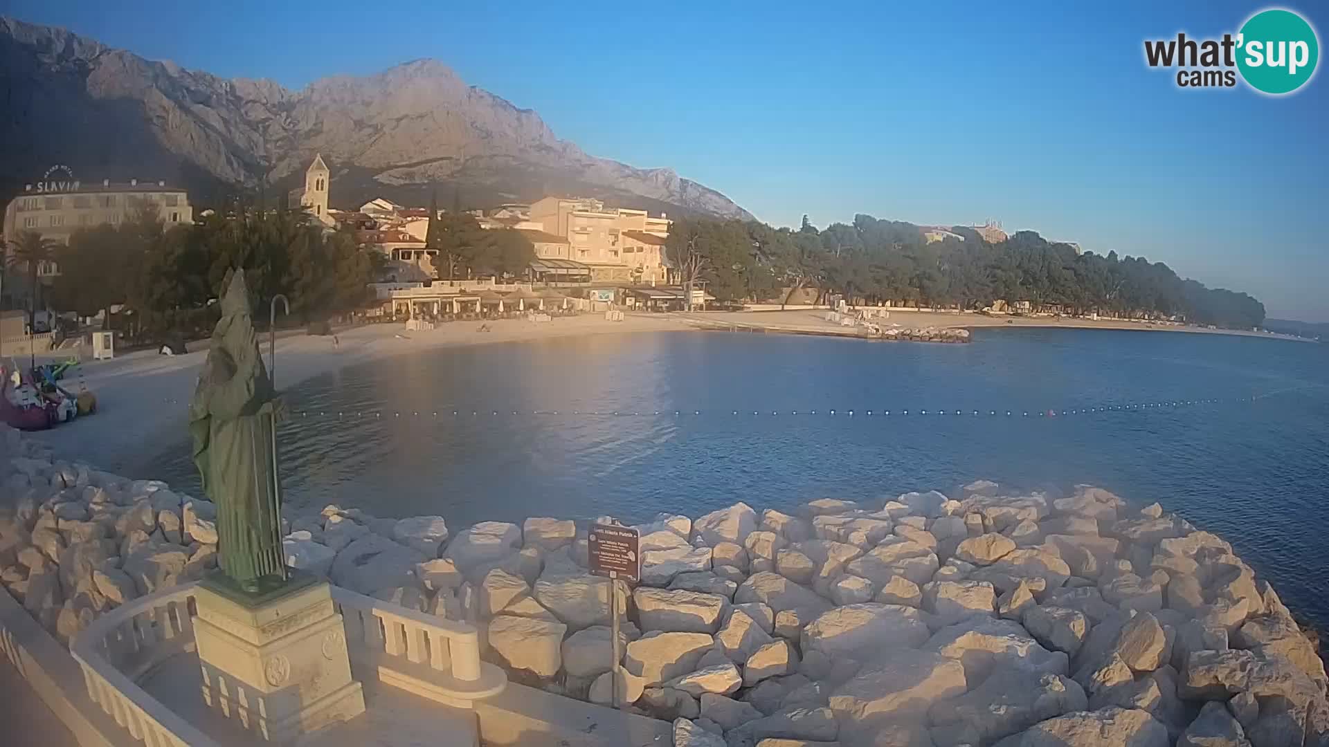 Webcam Baška Voda Croatia | Saint Nikola and beach
