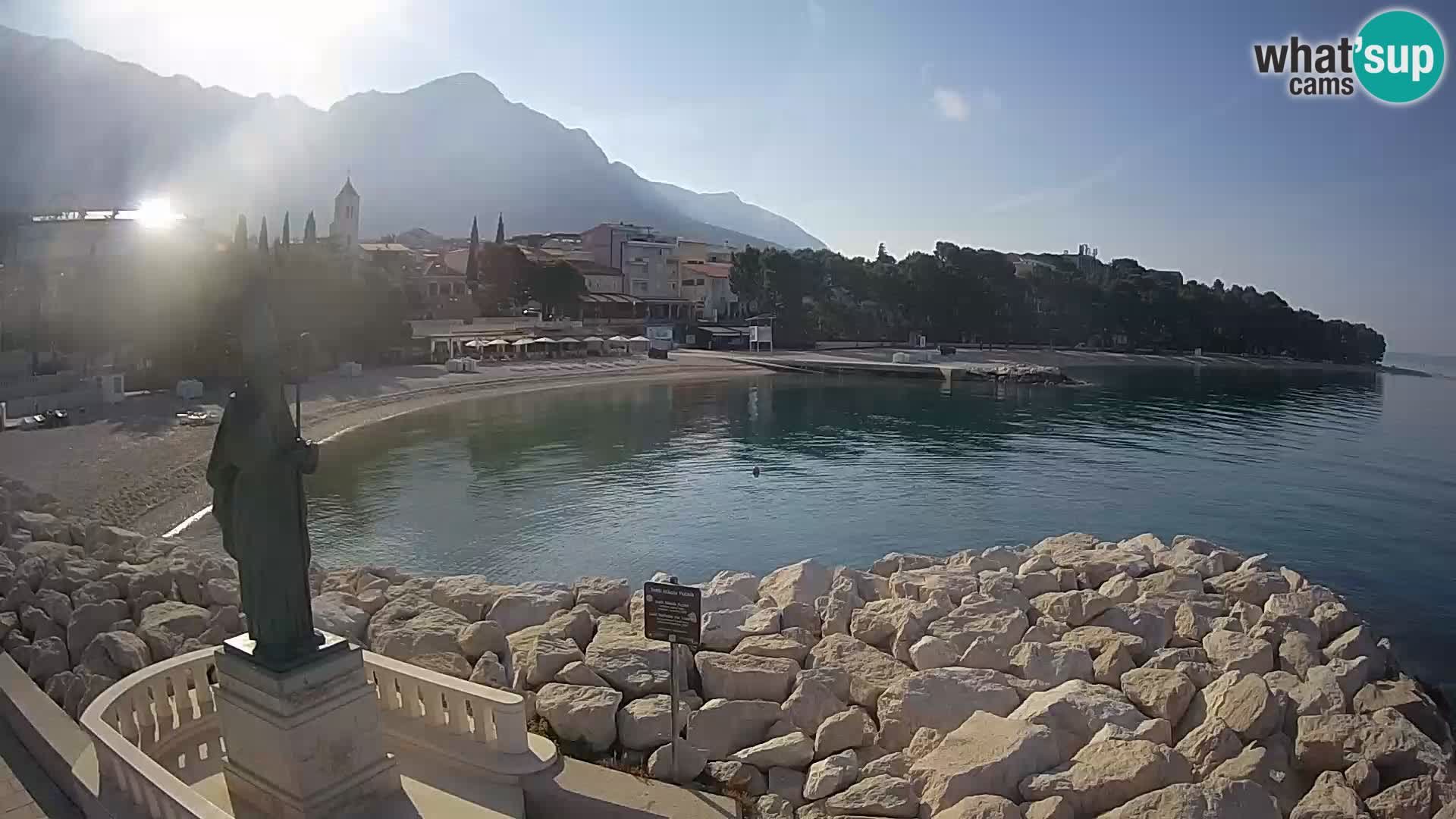 Webcam Baška Voda – Saint Nikola and beach