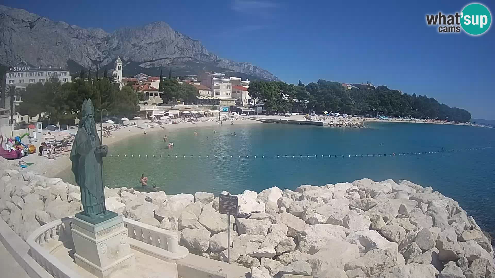 Webcam Baška Voda Croatia | Saint Nikola and beach