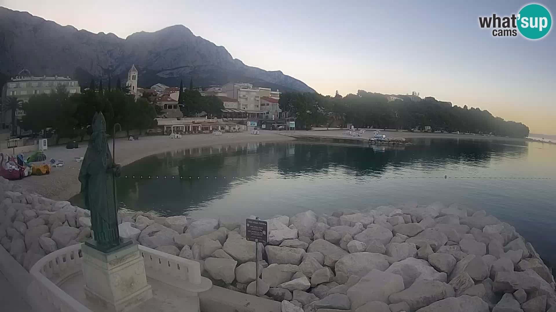 Webcam Baška Voda Croatia | Saint Nikola and beach