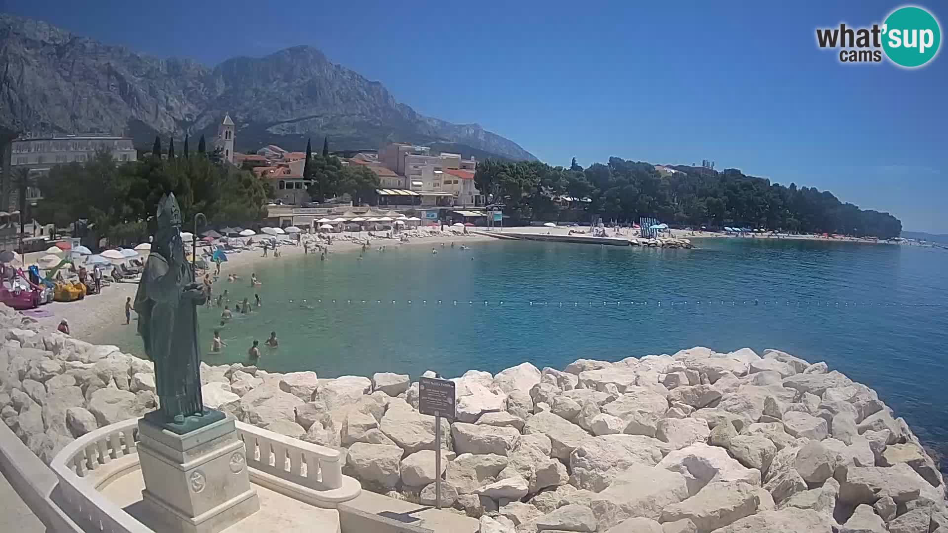 Webcam Baška Voda Croatia | Saint Nikola and beach