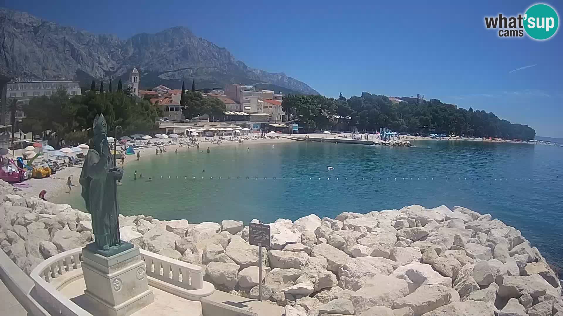 Webcam Baška Voda Croatia | Saint Nikola and beach