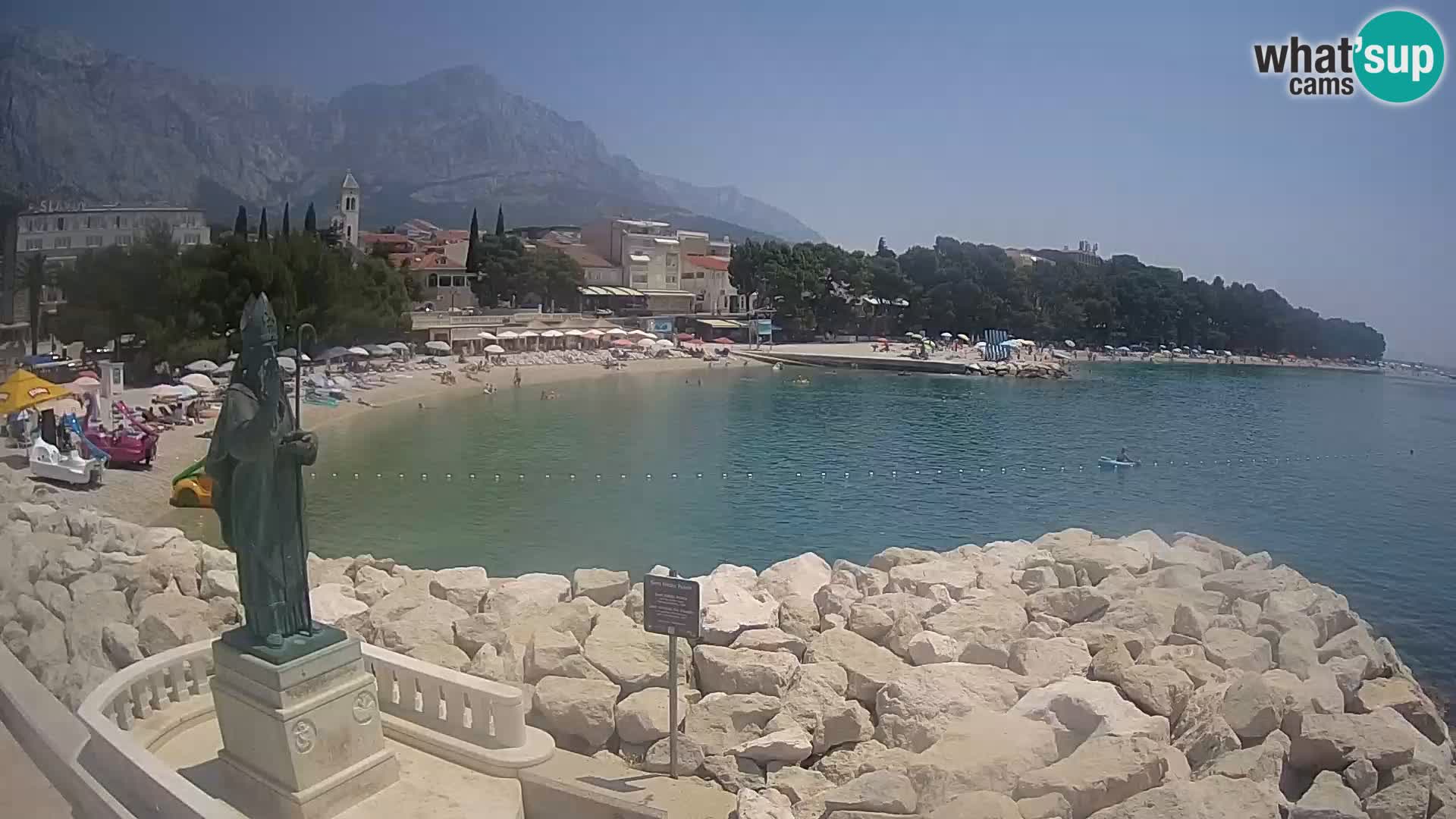 Webcam Baška Voda Croatia | Saint Nikola and beach