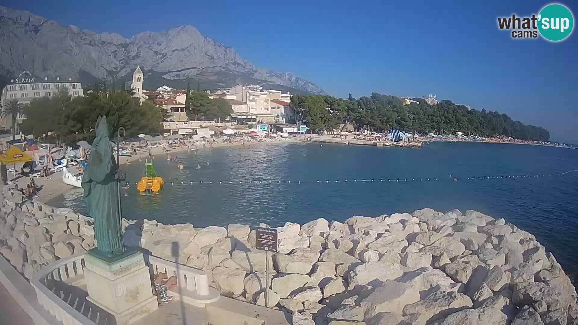 Webcam Baška Voda Croatia | Saint Nikola and beach