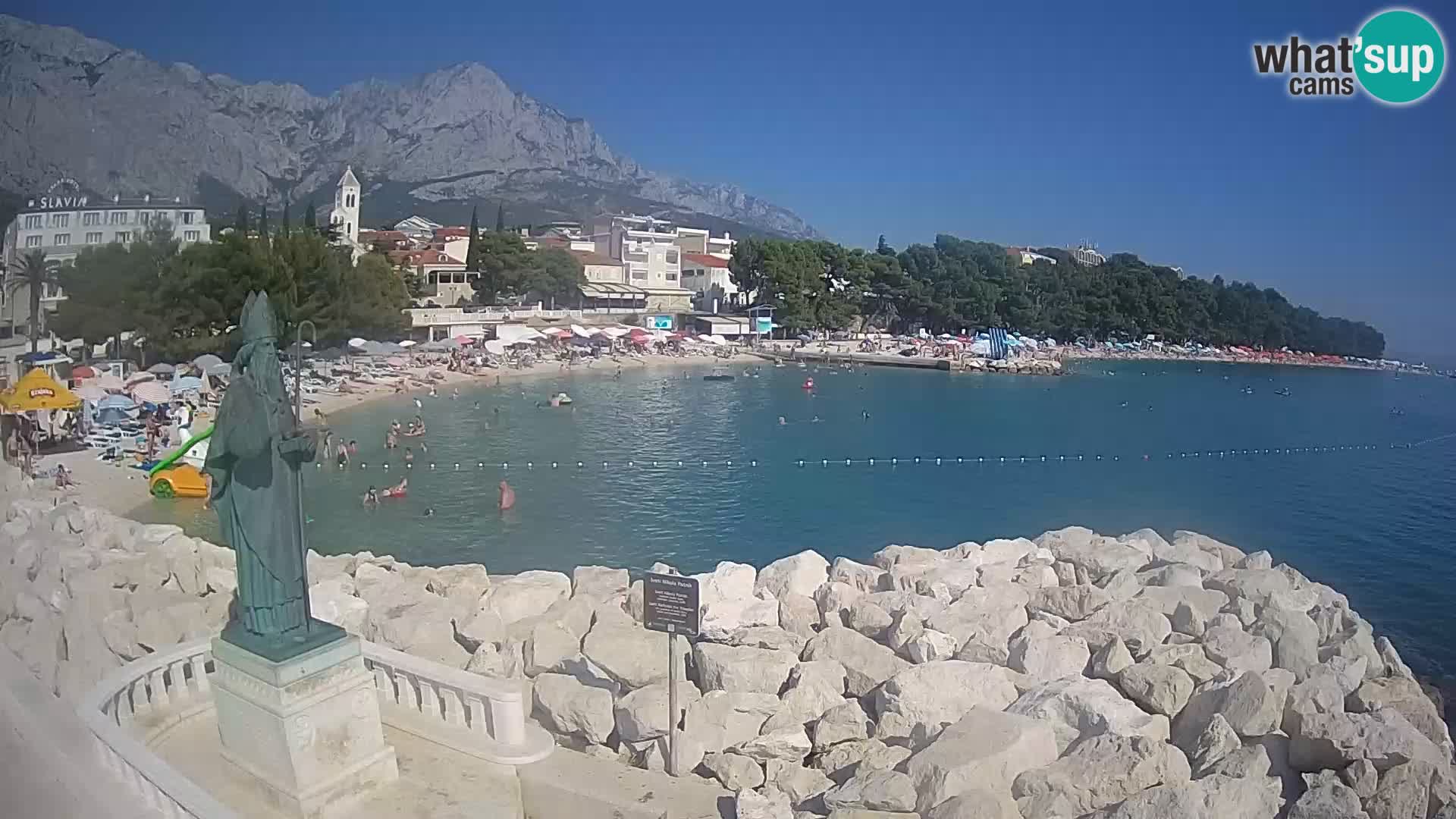 Webcam Baška Voda Croatia | Saint Nikola and beach