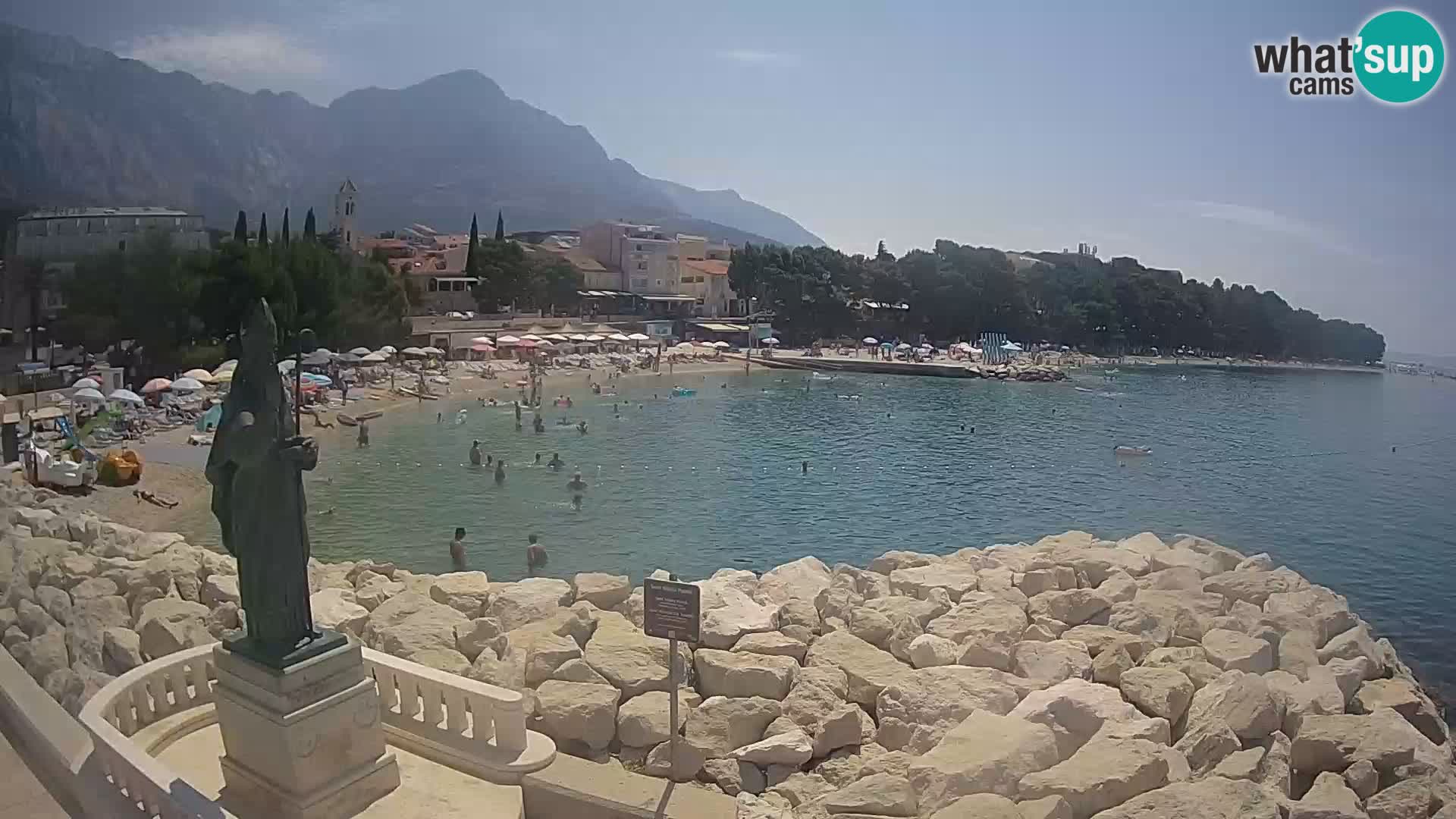 Webcam Baška Voda Croatia | Saint Nikola and beach
