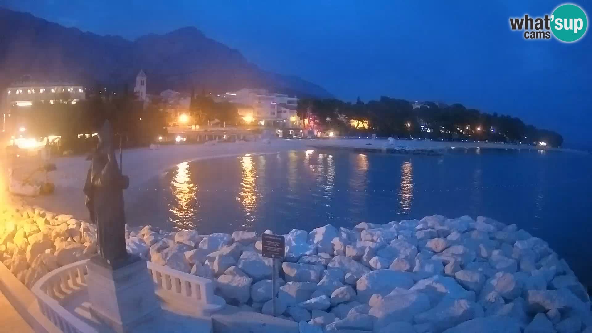 Webcam Baška Voda Croatia | Saint Nikola and beach
