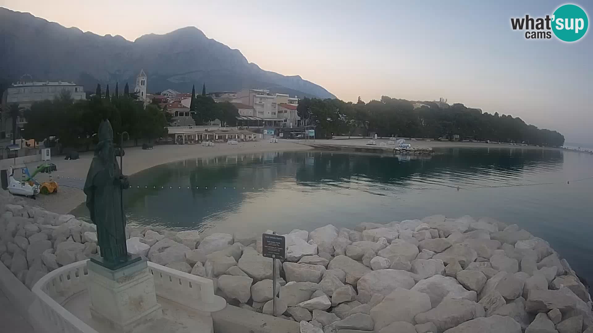 Webcam Baška Voda Croatia | Saint Nikola and beach
