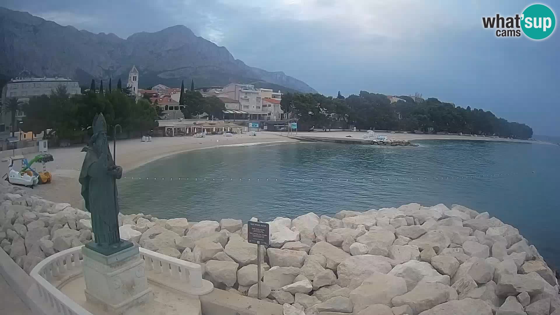 Webcam Baška Voda Croatia | Saint Nikola and beach