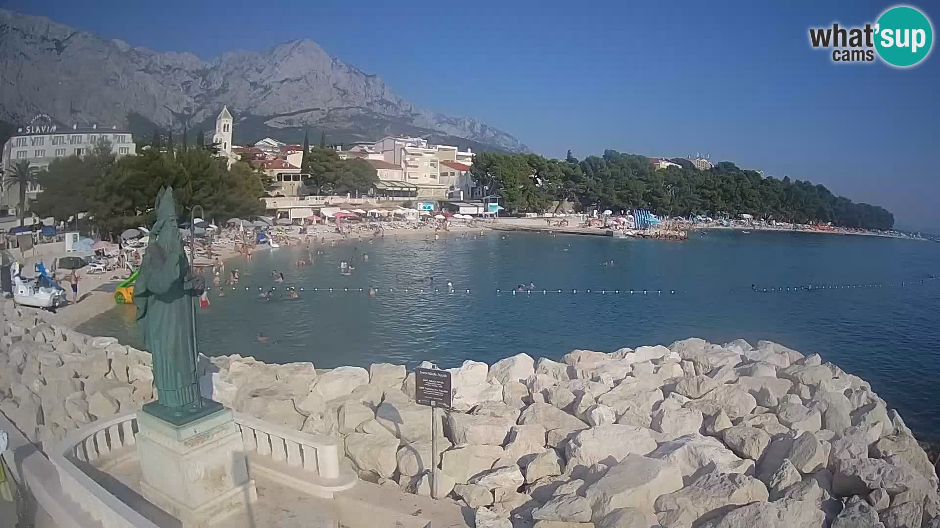 Spletna kamera Baška Voda – Sv. Nikola in plaža
