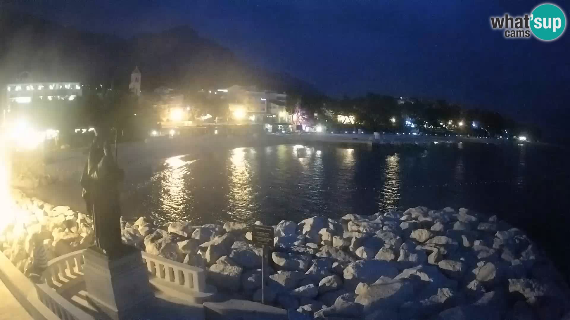 Webcam Baška Voda Croatia | Saint Nikola and beach