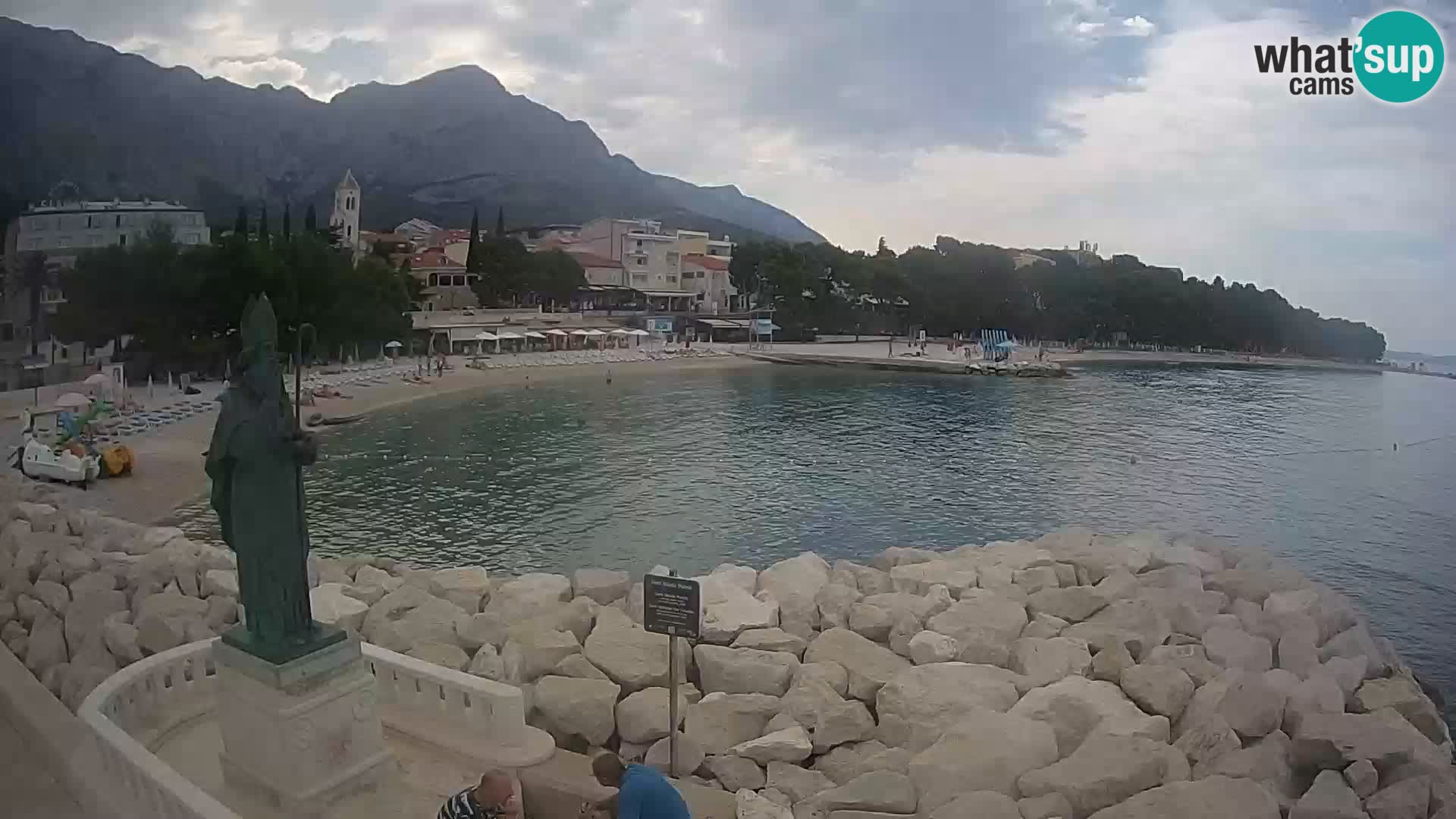 Webcam Baška Voda Croatia | Saint Nikola and beach