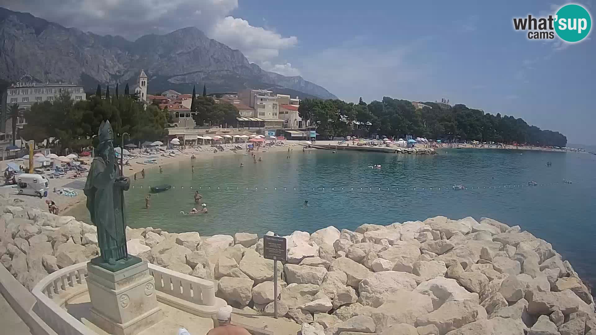 Webcam Baška Voda Croatia | Saint Nikola and beach