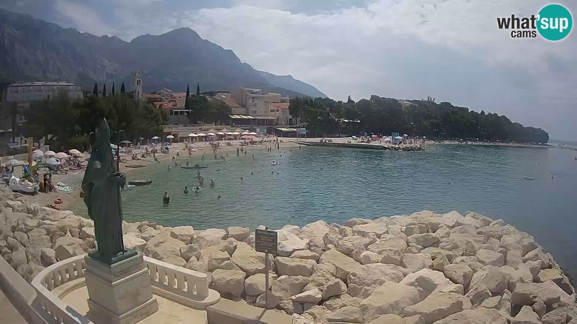 Webcam Baška Voda Croatia | Saint Nikola and beach