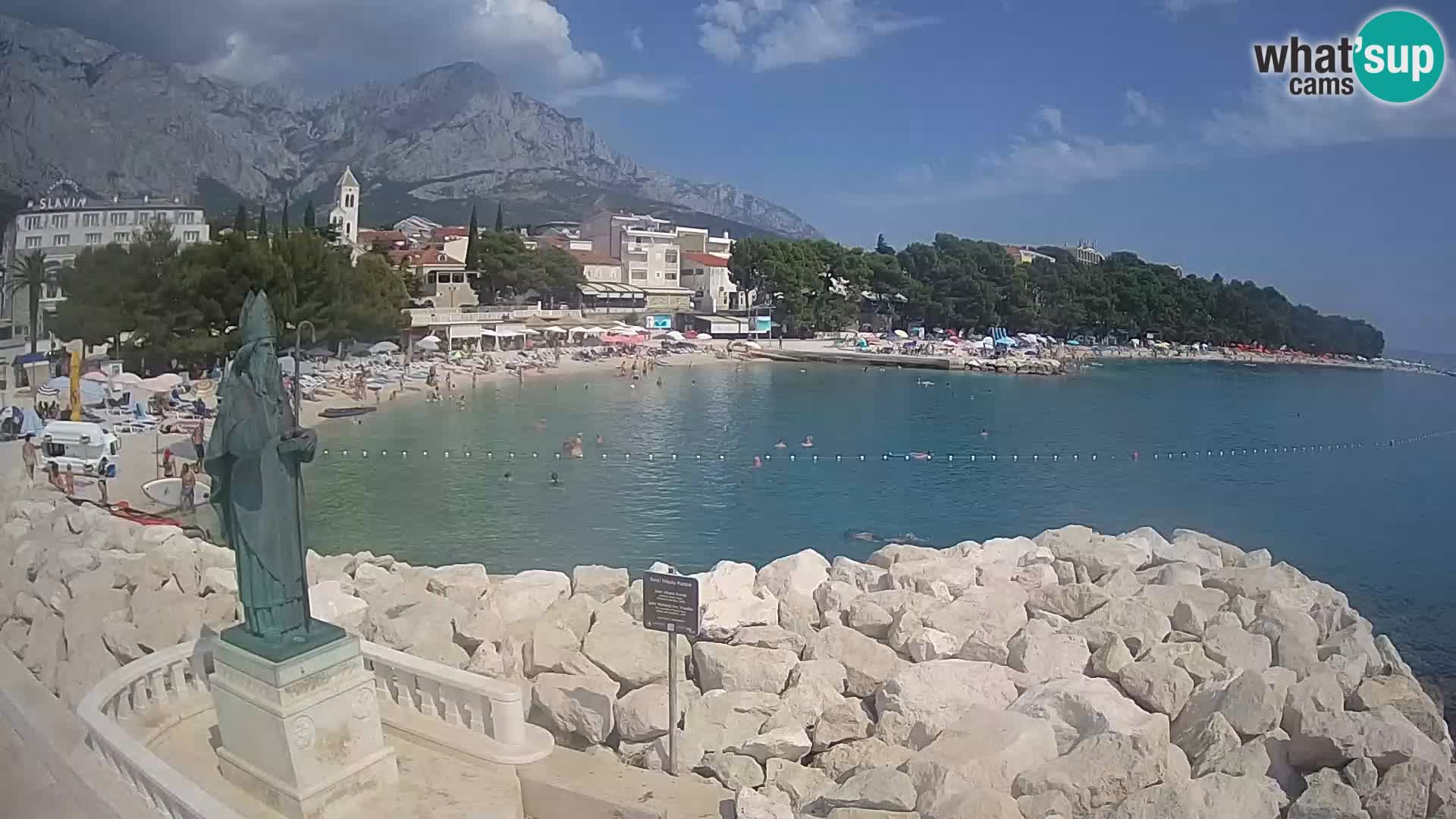 Webcam Baška Voda Croatia | Saint Nikola and beach