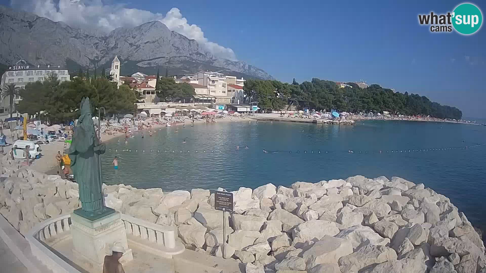Webcam Baška Voda Croatia | Saint Nikola and beach