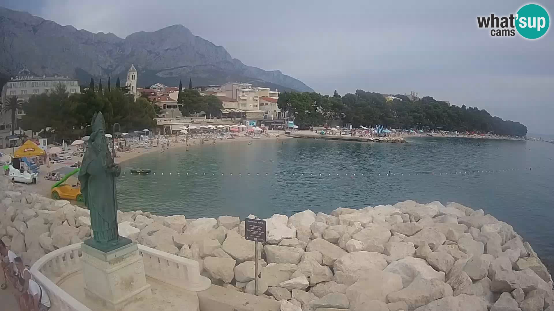 Webcam Baška Voda Croatia | Saint Nikola and beach