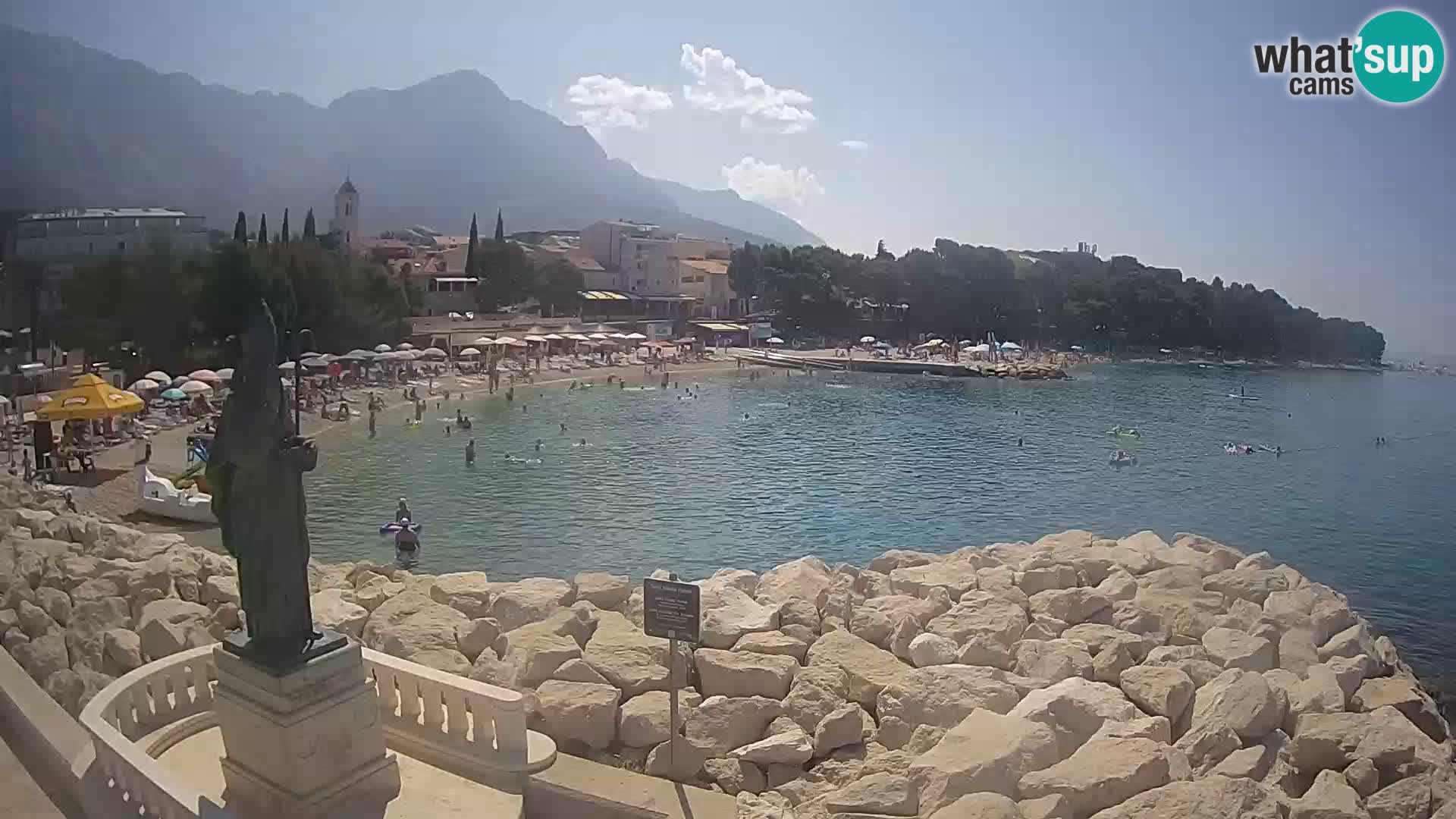 Webcam Baška Voda Croatia | Saint Nikola and beach