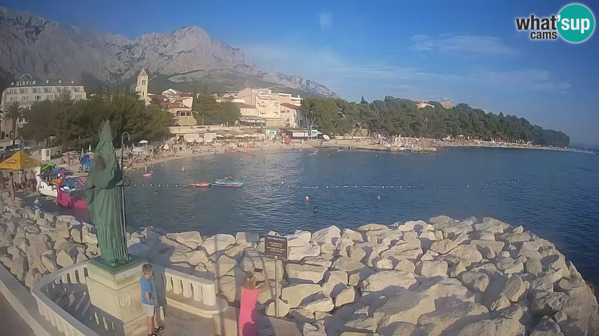 Webcam Baška Voda Croatia | Saint Nikola and beach