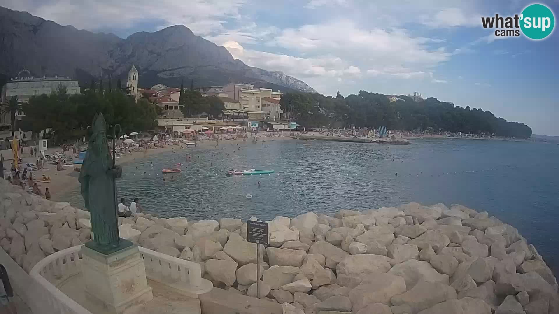 Webcam Baška Voda Croatia | Saint Nikola and beach