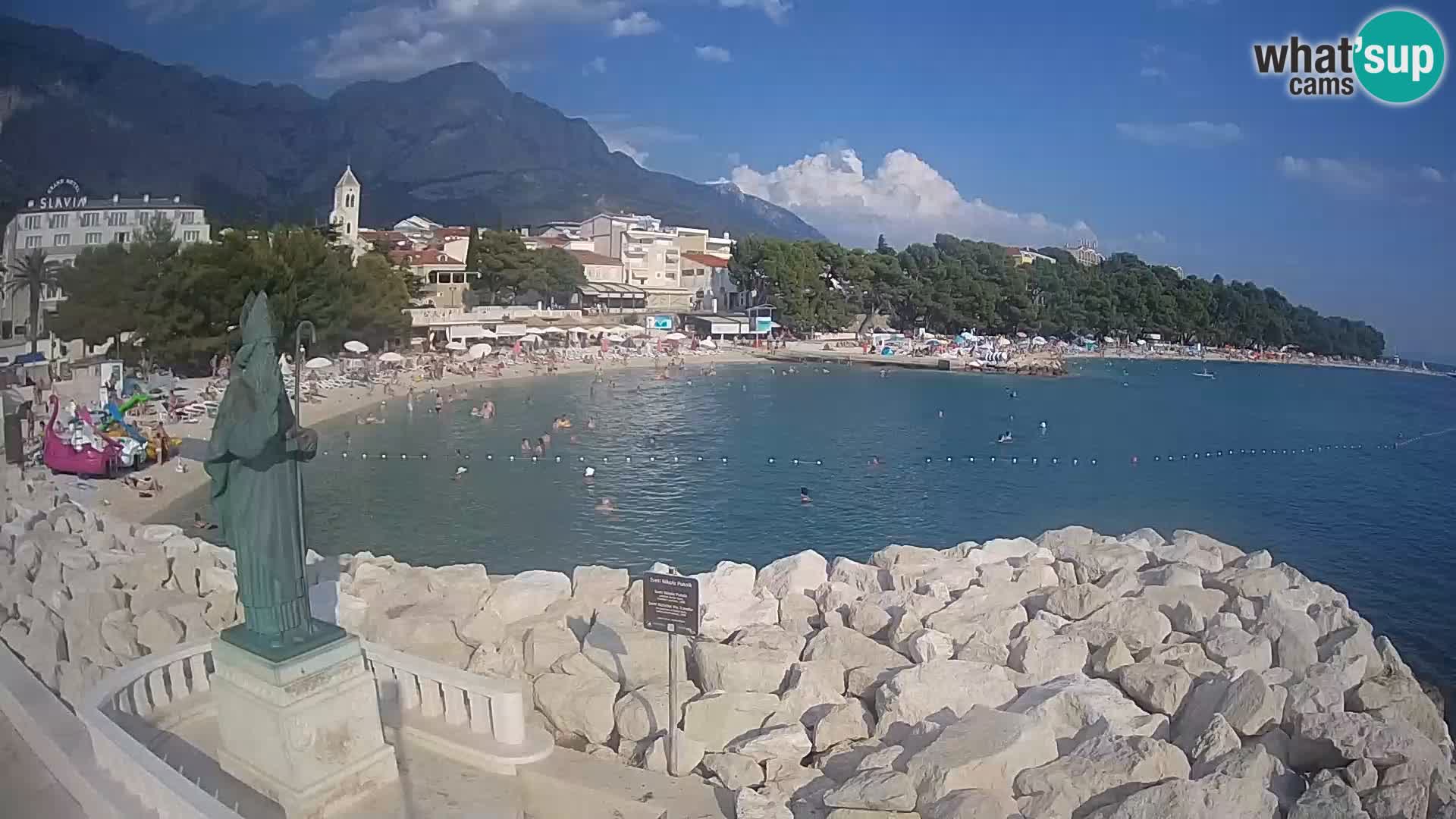 Webcam Baška Voda Croatia | Saint Nikola and beach