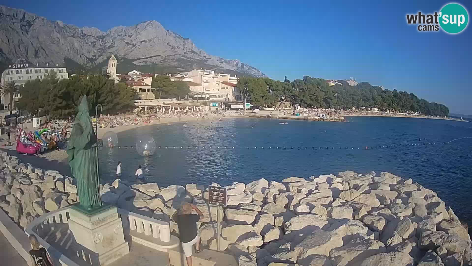 Webcam Baška Voda Croatia | Saint Nikola and beach