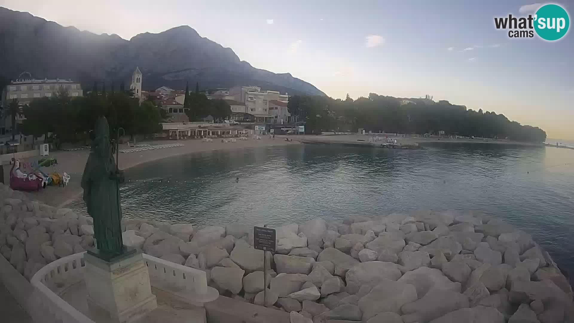 Webcam Baška Voda Croatia | Saint Nikola and beach