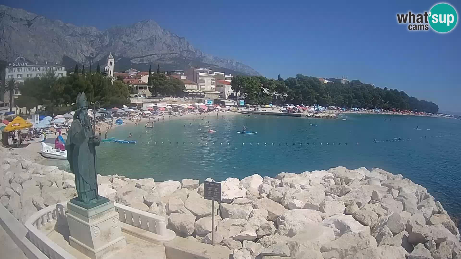 Webcam Baška Voda Croatia | Saint Nikola and beach