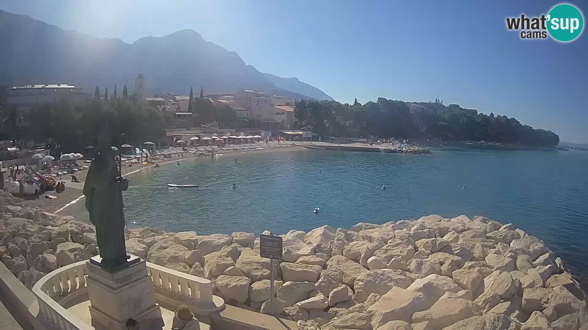 Webcam Baška Voda Croatia | Saint Nikola and beach
