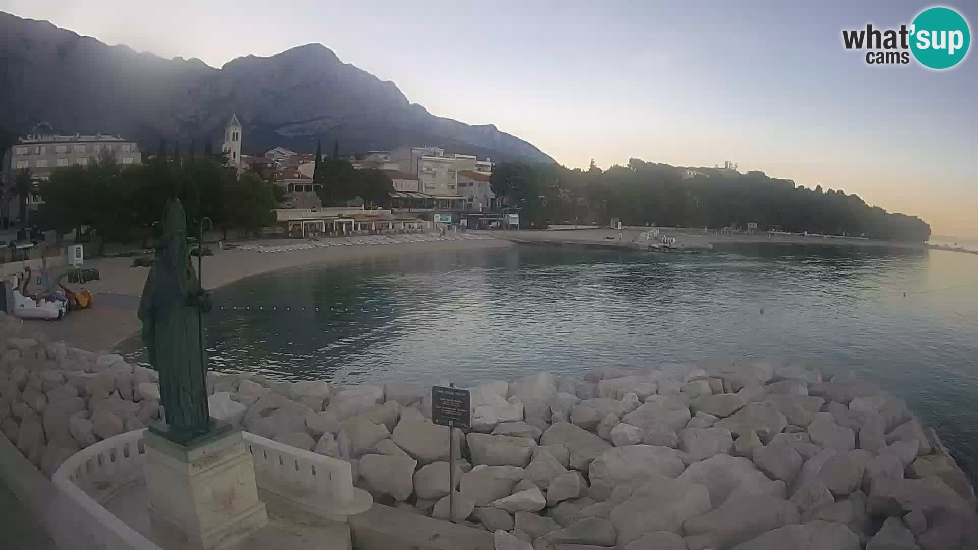 Webcam Baška Voda Croatia | Saint Nikola and beach