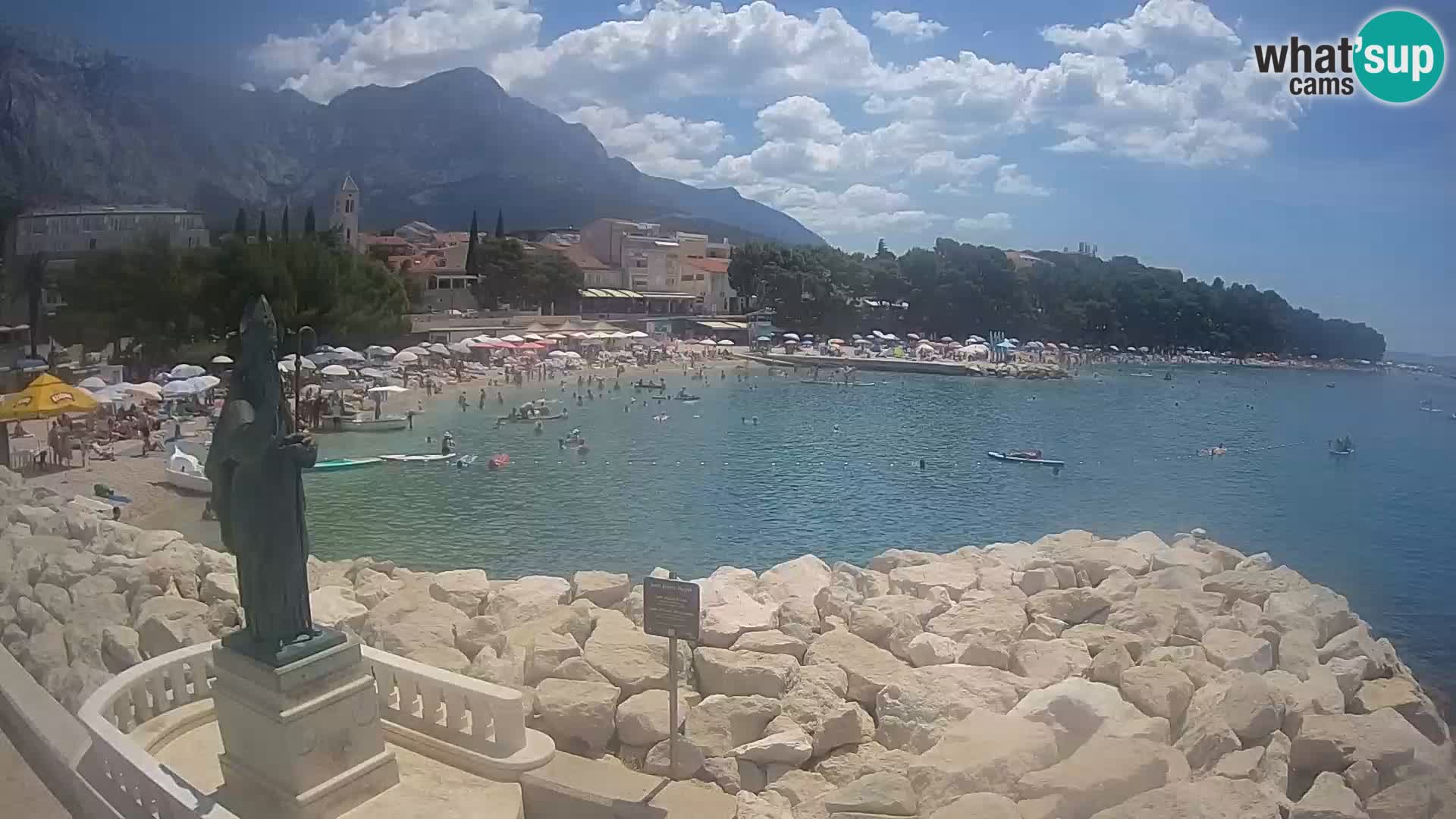 Webcam Baška Voda Croatia | Saint Nikola and beach