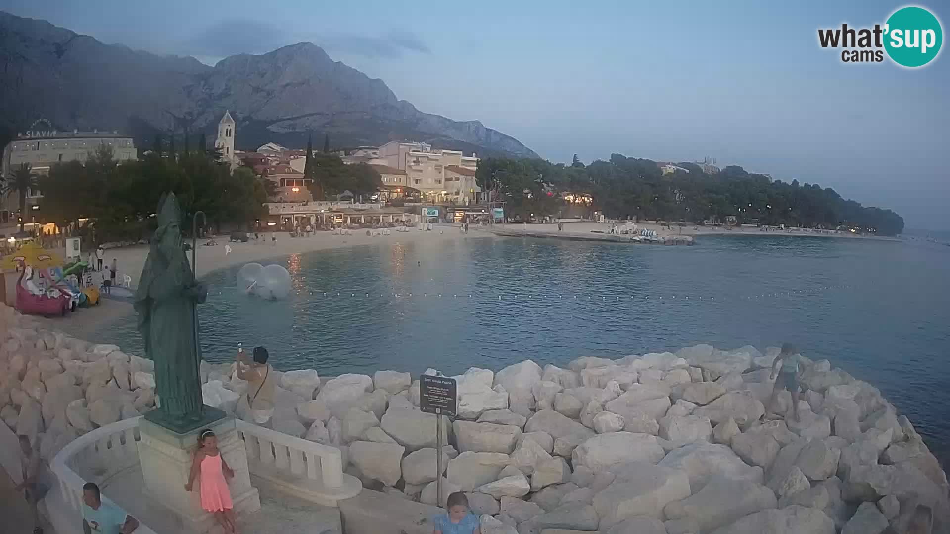 Webcam Baška Voda Croatia | Saint Nikola and beach