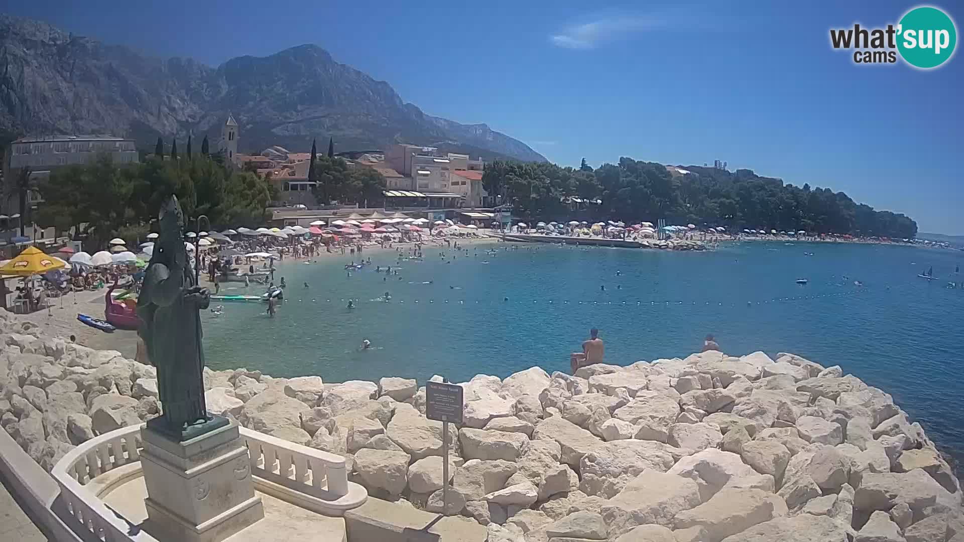 Webcam Baška Voda Croatia | Saint Nikola and beach
