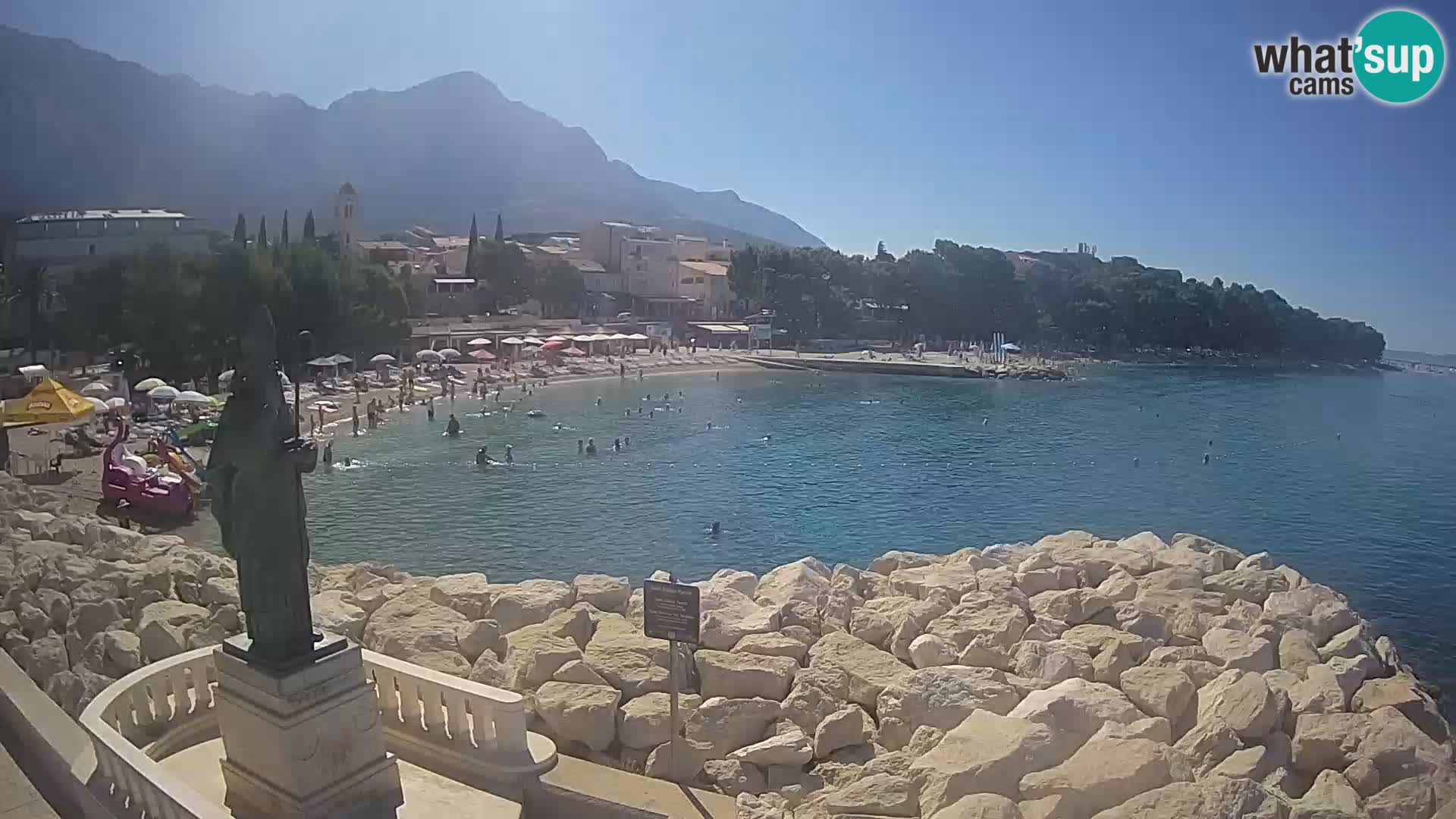 Webcam Baška Voda Croatia | Saint Nikola and beach