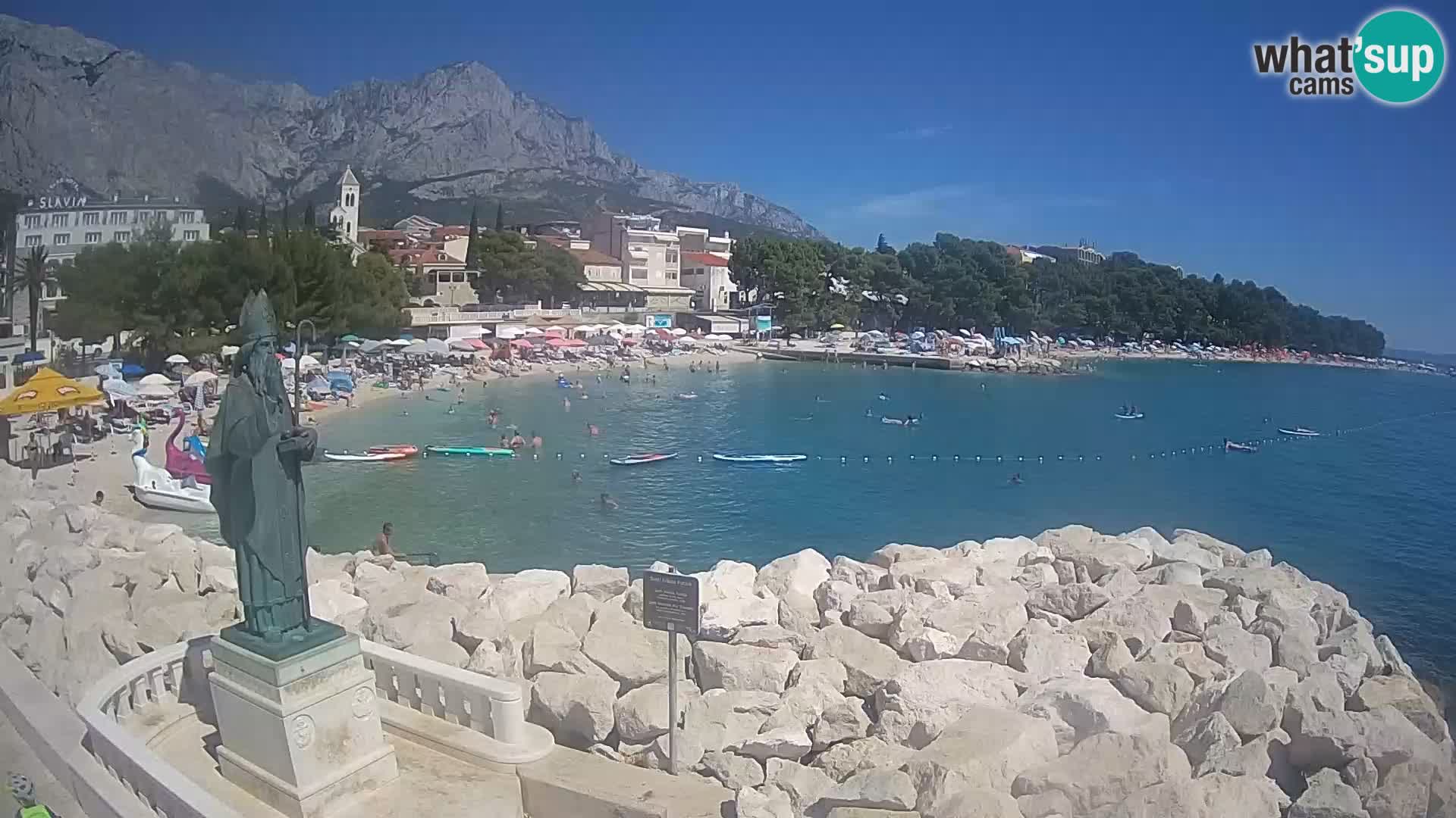 Webcam Baška Voda Croatia | Saint Nikola and beach
