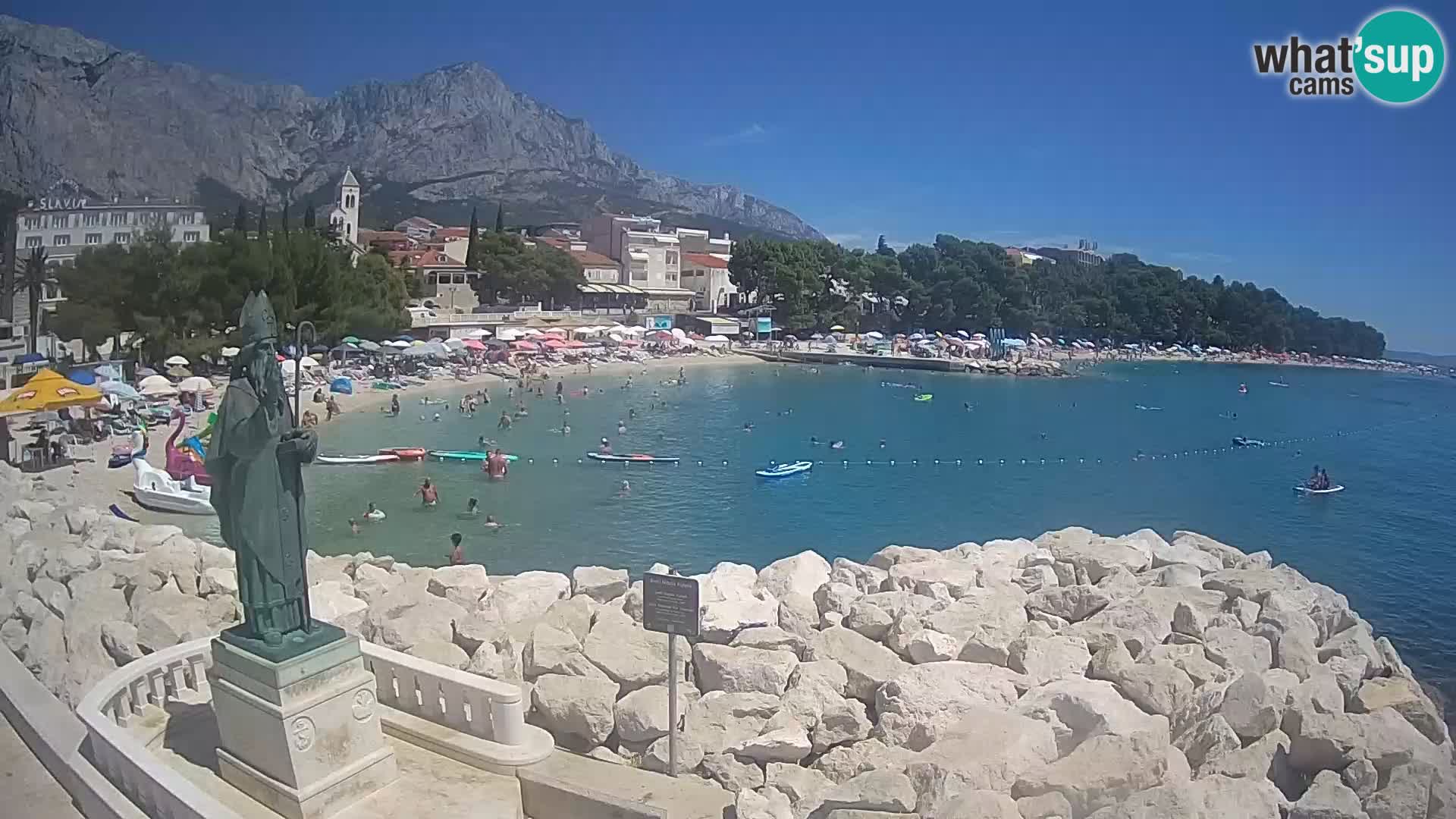 Webcam Baška Voda Croatia | Saint Nikola and beach