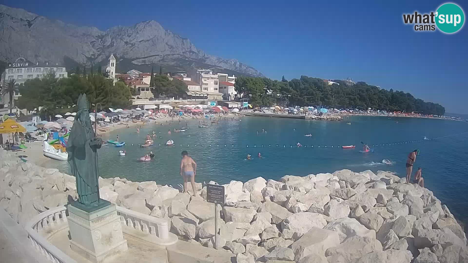Webcam Baška Voda Croatia | Saint Nikola and beach